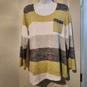 Striped Long Sleeve Top with Pocket